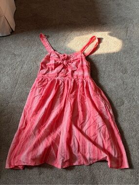 hint of mint Pink Coral Stripe Tie-Front Sundress